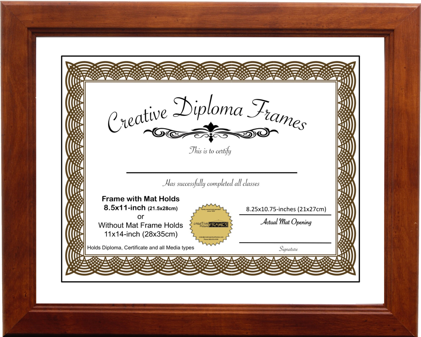 Walnut Diploma Frame with Mat