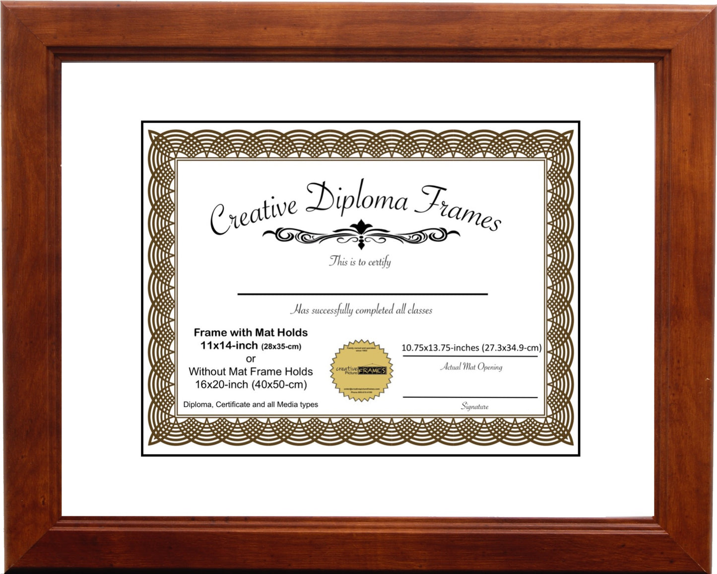 Walnut Diploma Frame with Mat