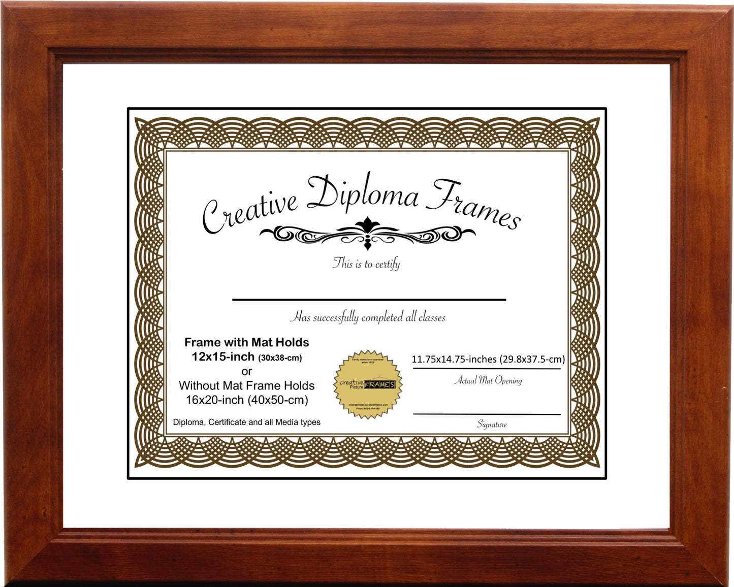 Walnut Diploma Frame with Mat