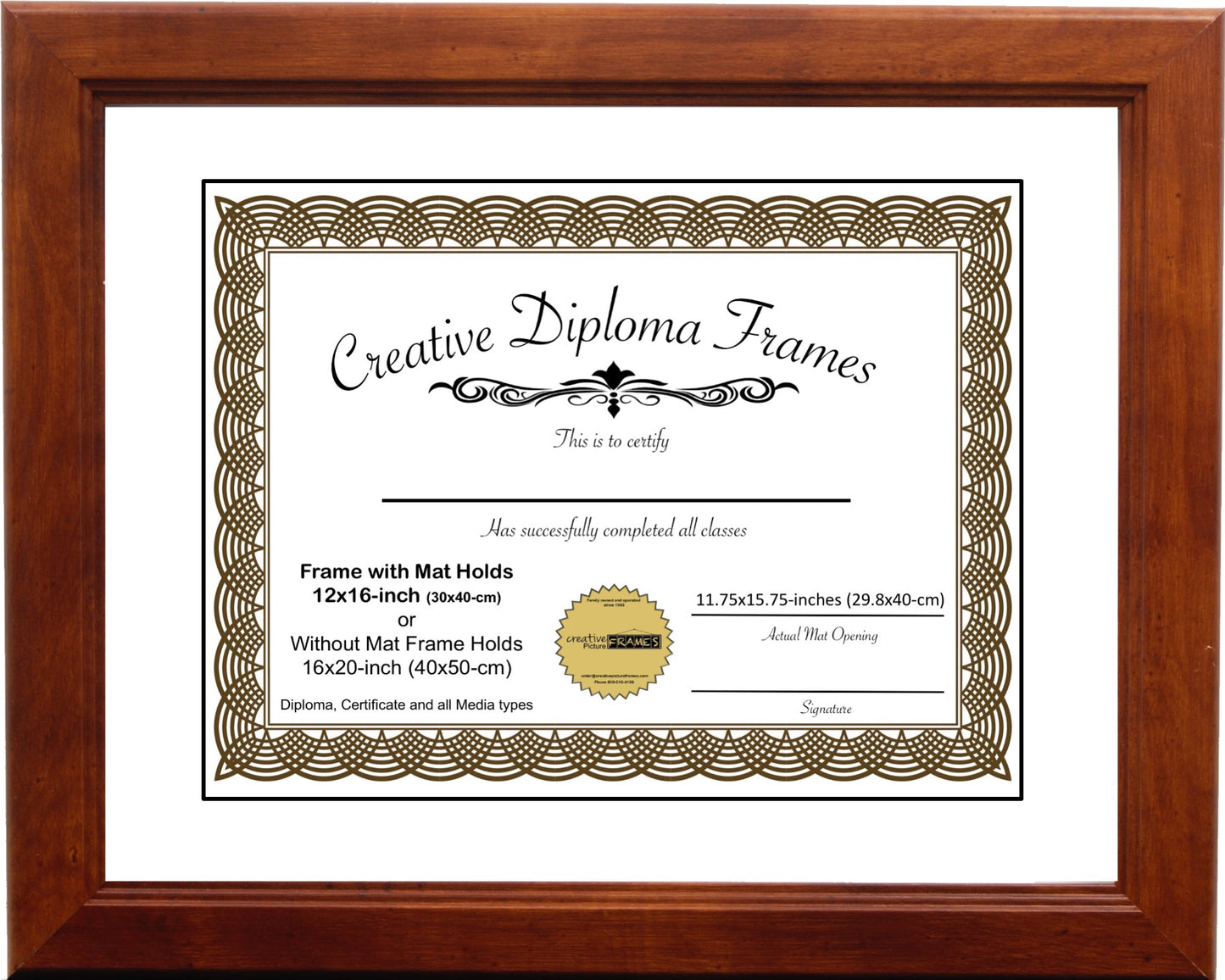 Walnut Diploma Frame with Mat