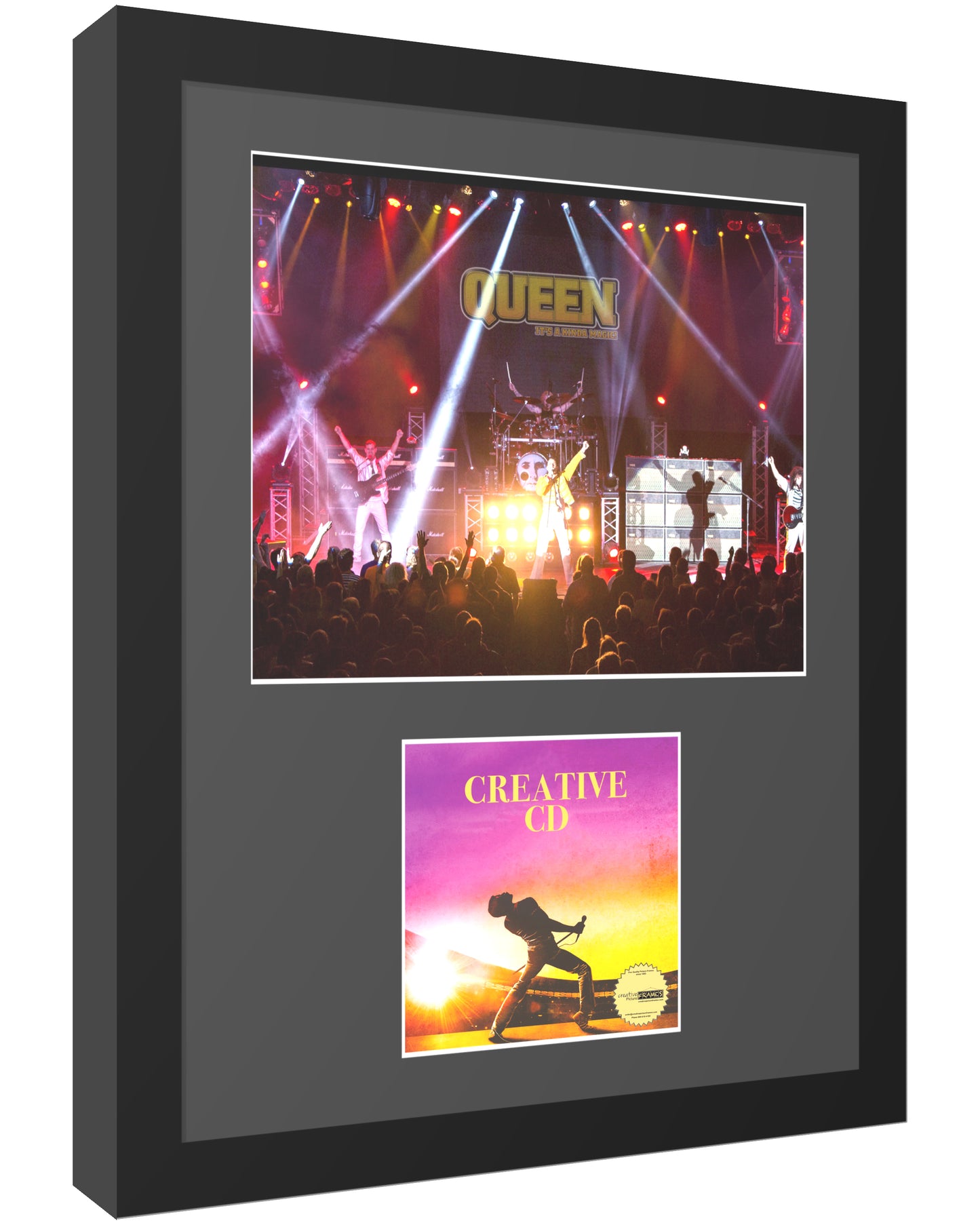 CD Cover Photo Frame with 8x10 Mat Opening Photo in our Manhattan Black Molding