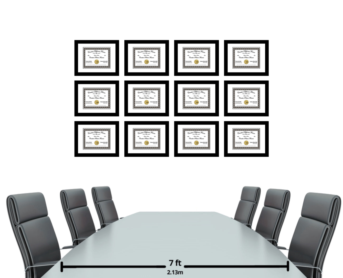 6x8 thru 16.5x20.5 Manhattan Black Diploma Frame with Mat
