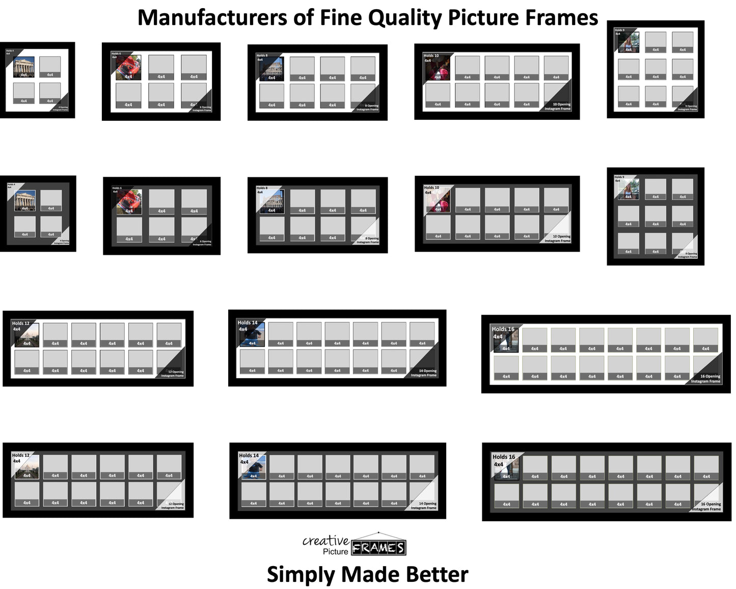4x4 Multi Opening Picture Frame