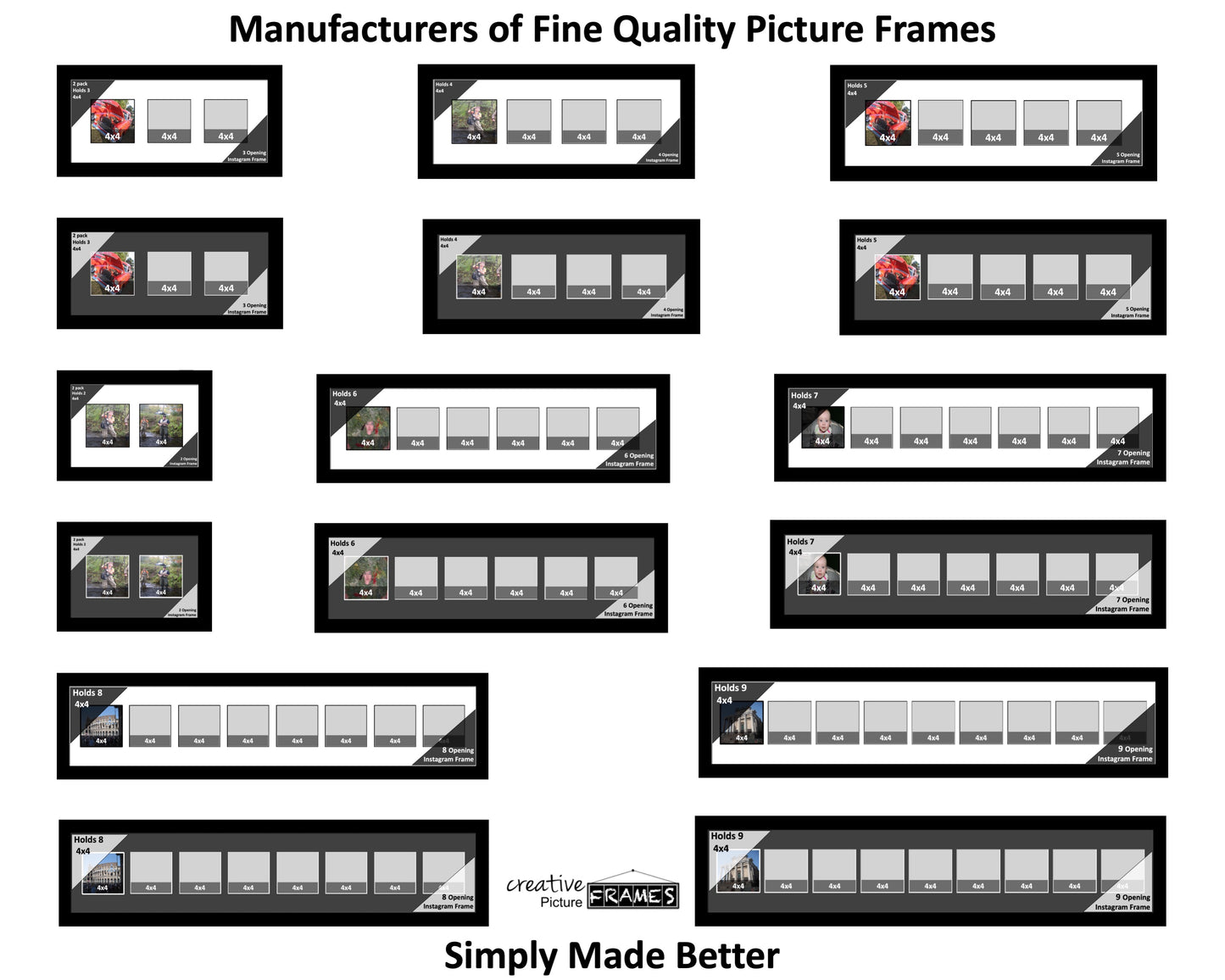 4x4 Multi Opening Picture Frame