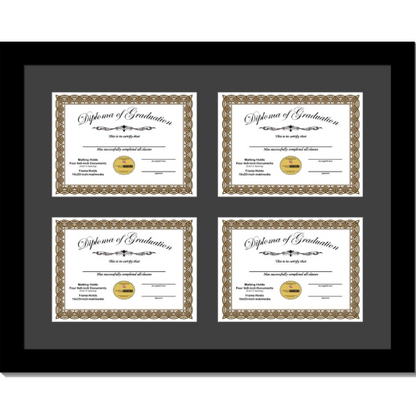 Black Diploma Frame with Matting | Holds 6x8-inch Documents with Stand and Wall Hanger