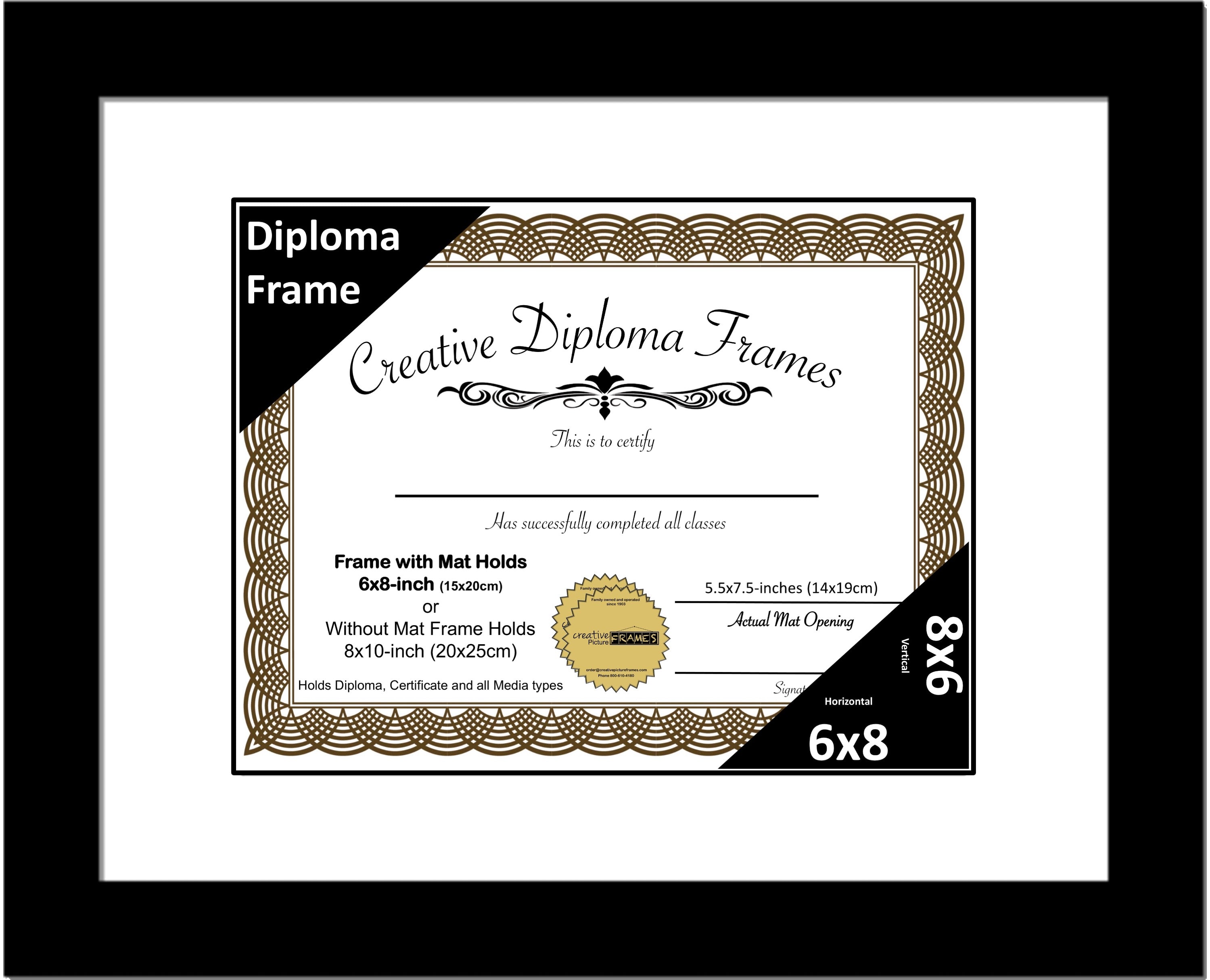 6x8 Multi Opening Manhattan Black Diploma Frame with Mat ...