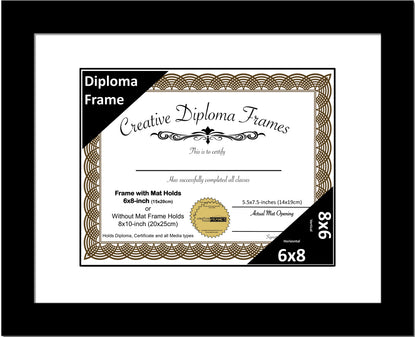 6x8 Multi Opening Manhattan Black Diploma Frame with Mat