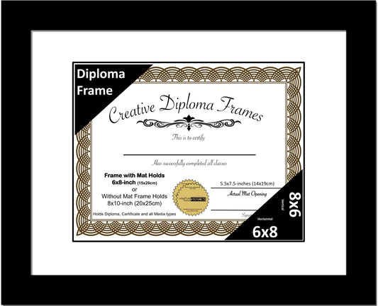 6x8 Multi Opening Manhattan Black Diploma Frame with Mat