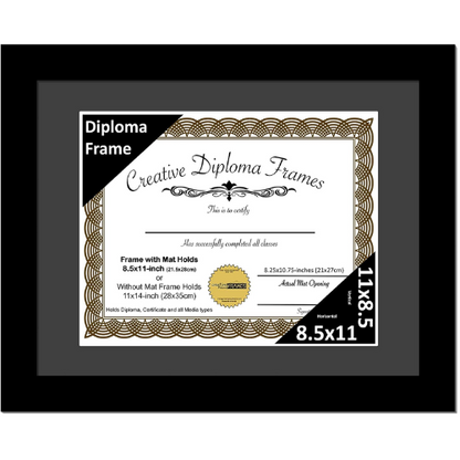 Black Diploma Frame with Mat