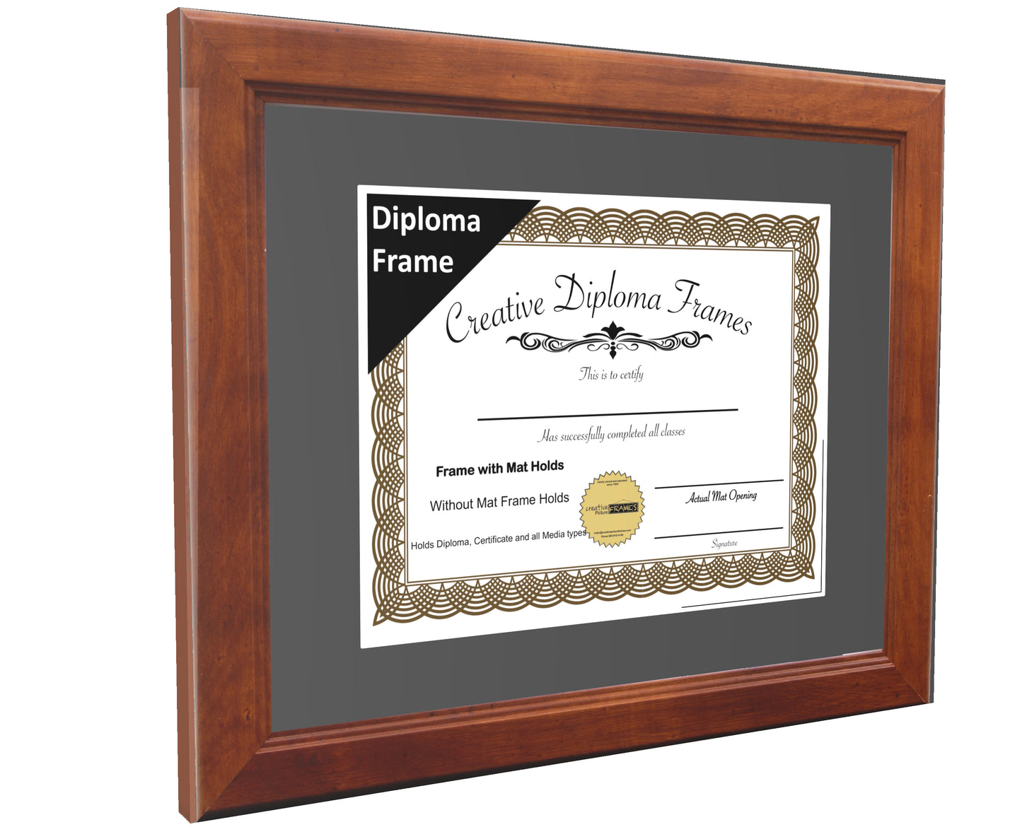 Dakota Walnut Diploma Frame with Mat