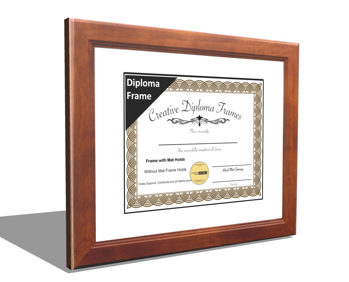 Dakota Walnut Diploma Frame with Mat