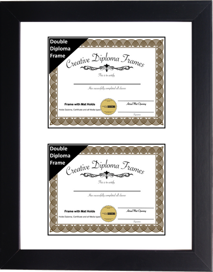Double Diploma Frame Manhattan Black with Mat