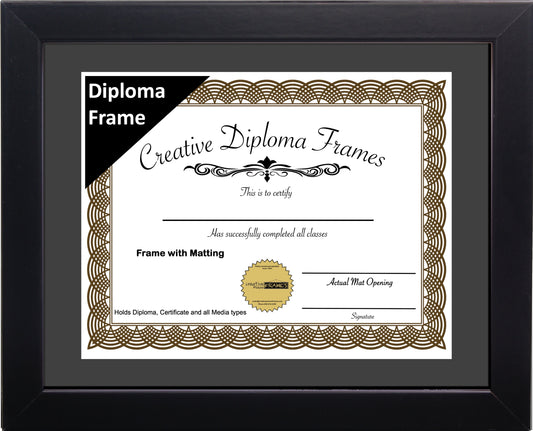 Manhattan Black Diploma Frame with Mat