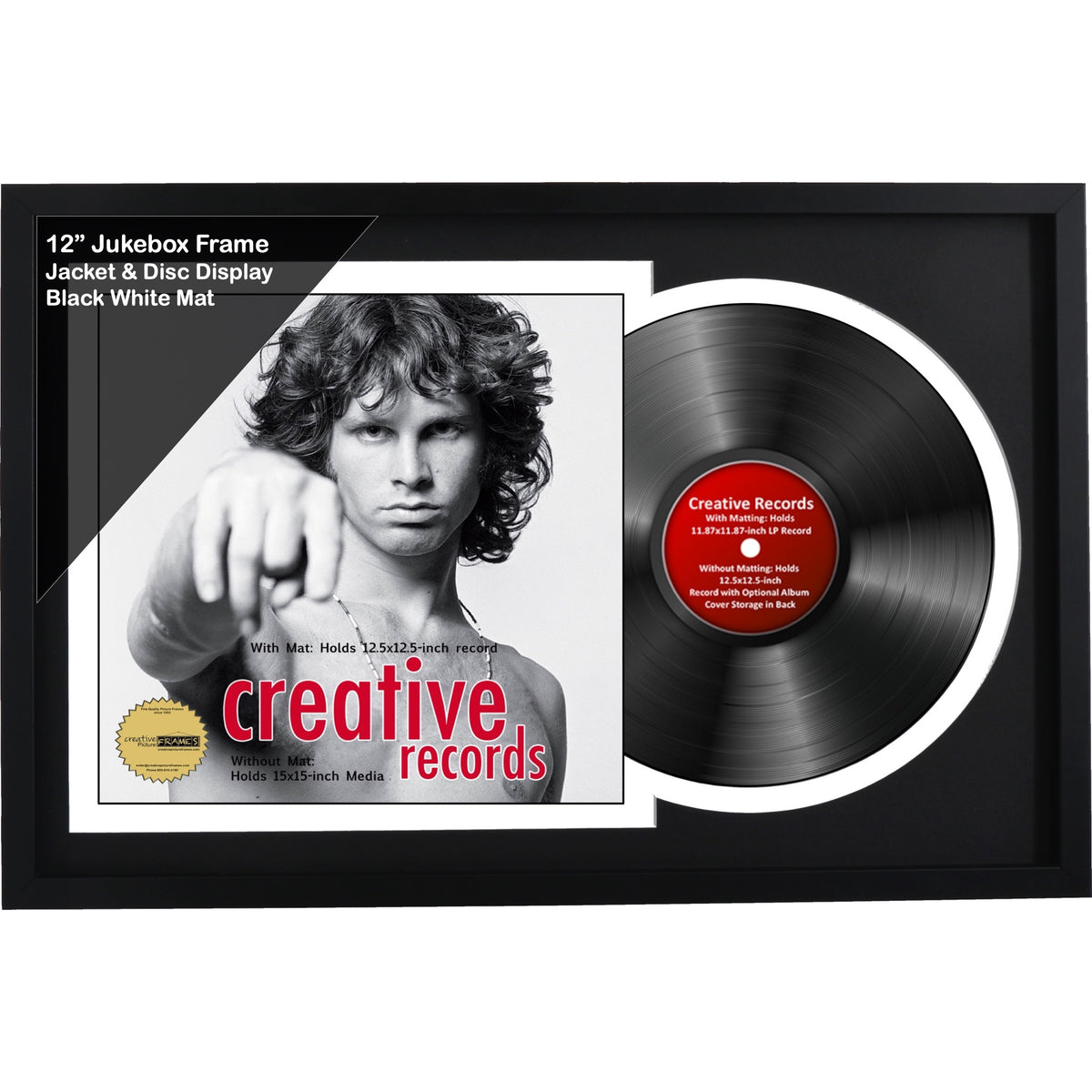 12" Jukebox Record Frame with Double Mat