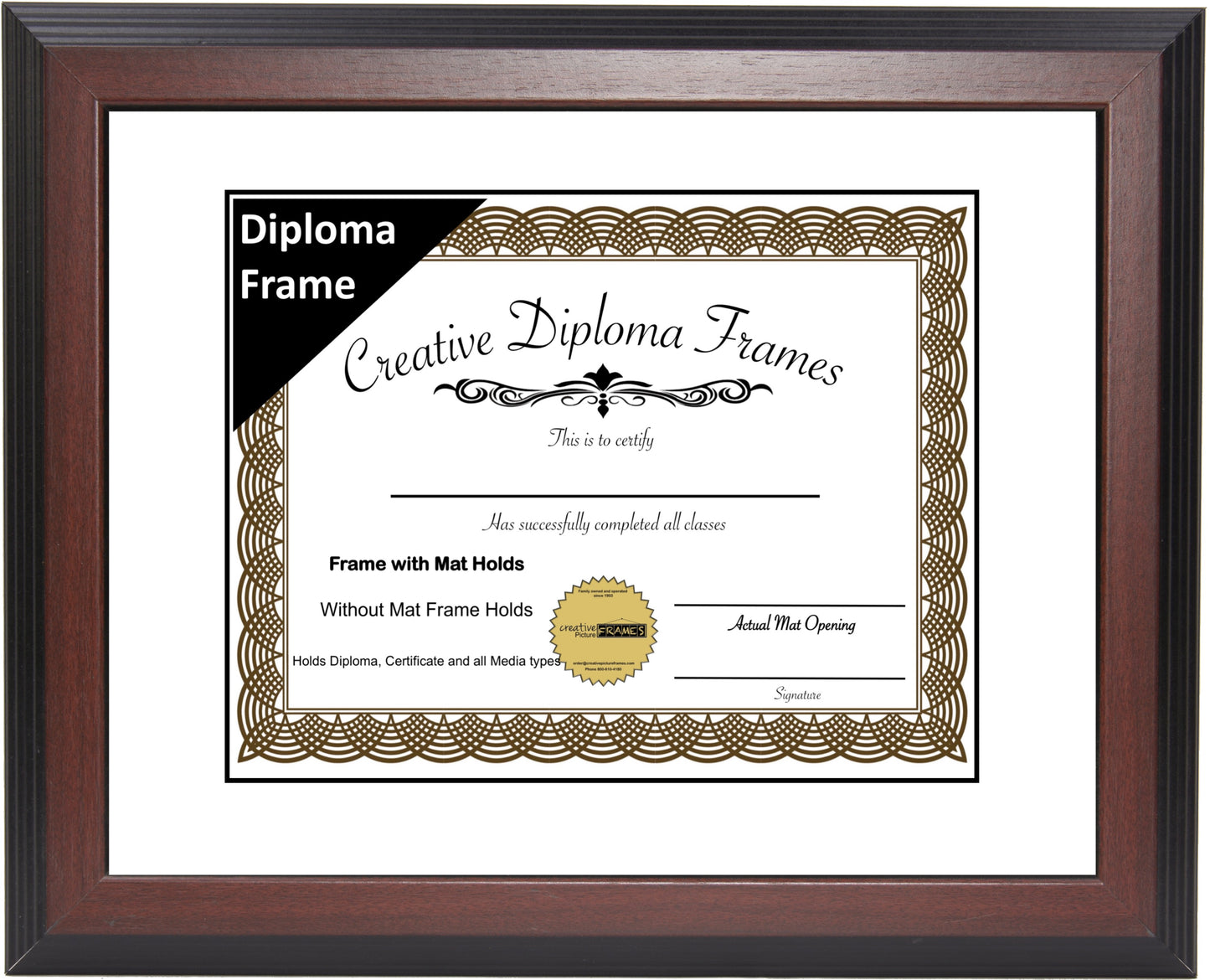 Congress Mahogany Diploma Frame with Mat