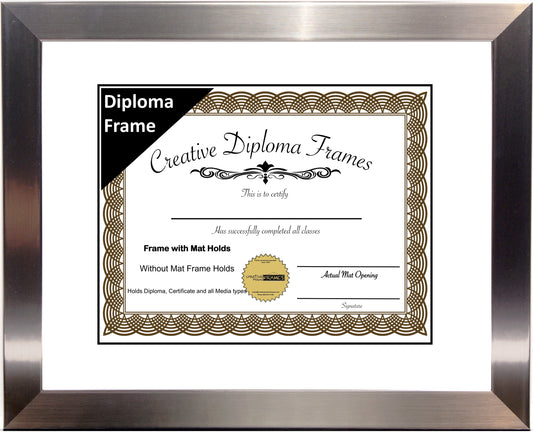 Carnegie Stainless Steel Diploma Frame with Mat