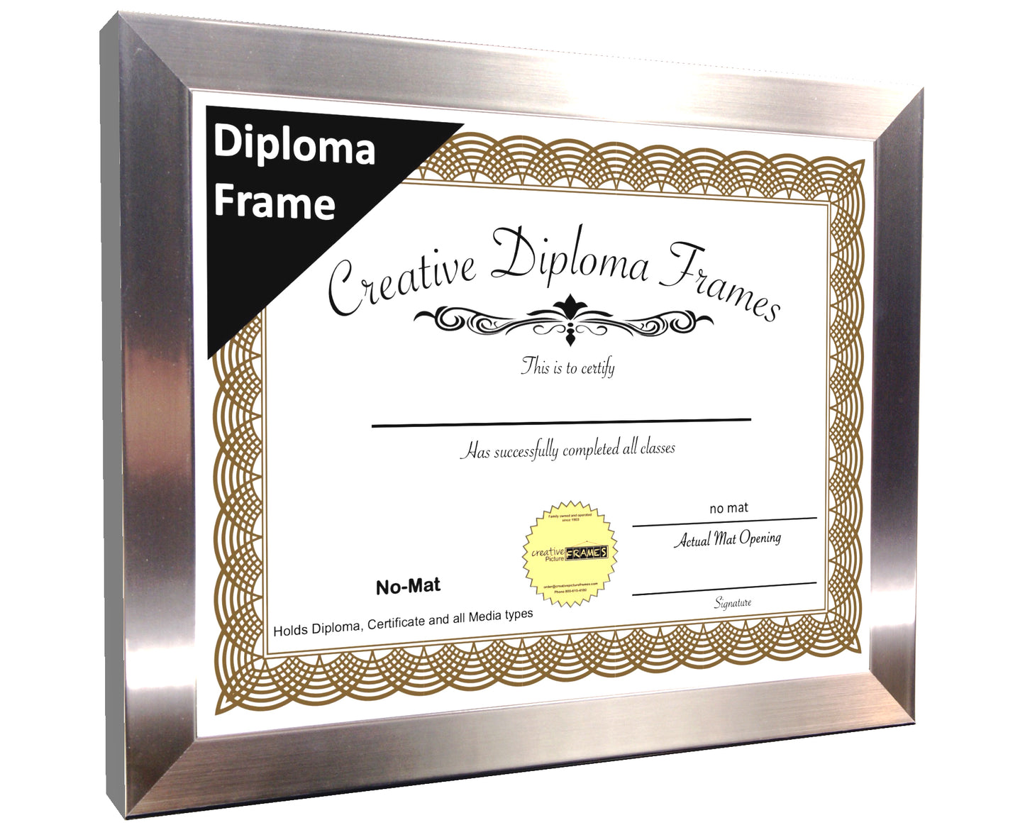 Carnegie Stainless Steel Diploma Frame (No Mat)