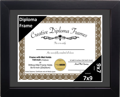 Manhattan Black Diploma Frame with Mat