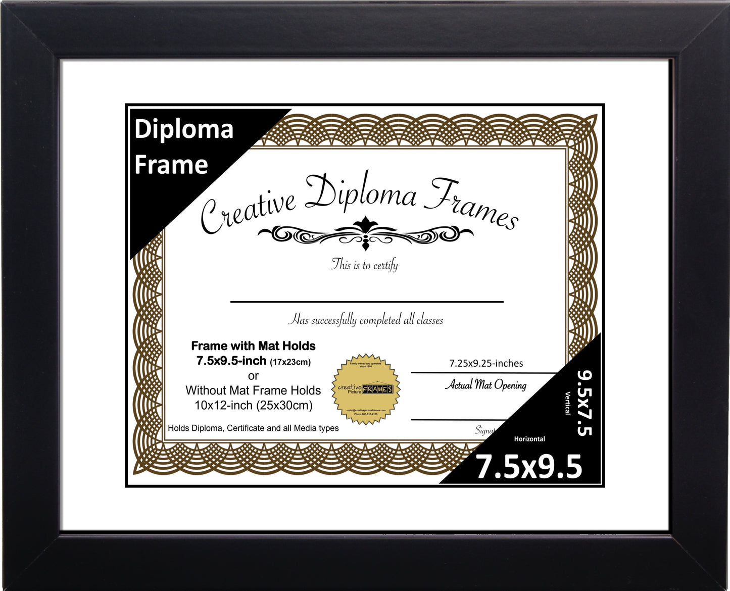 Manhattan Black Diploma Frame with Mat