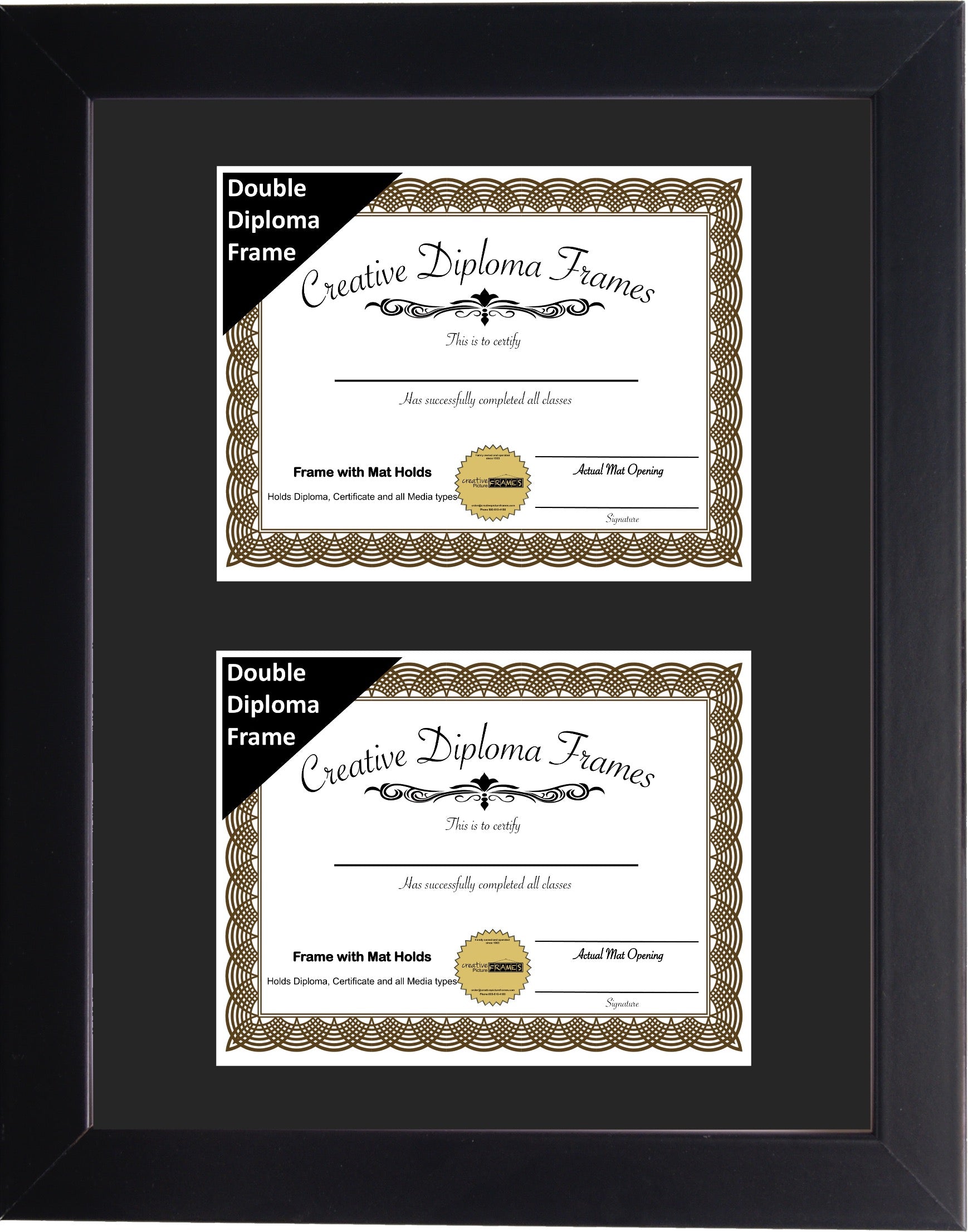 Double Diploma Frame Double Degree Plaque Two College Certificates Satin Rich Mahogany Top mat Black Inner matted Maroon newest Dual Document