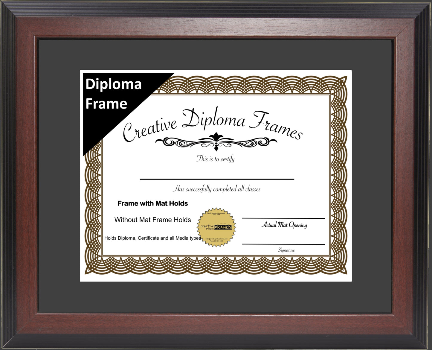 Congress Mahogany Diploma Frame with Mat