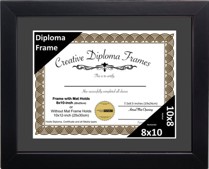 Manhattan Black Diploma Frame with Mat