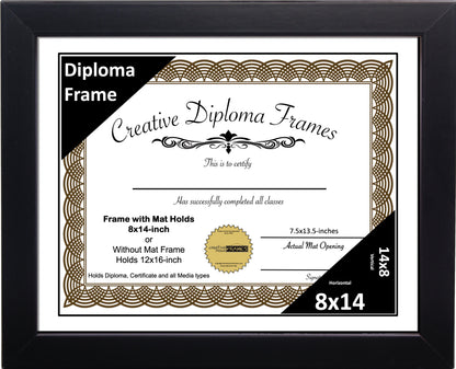 Manhattan Black Diploma Frame with Mat