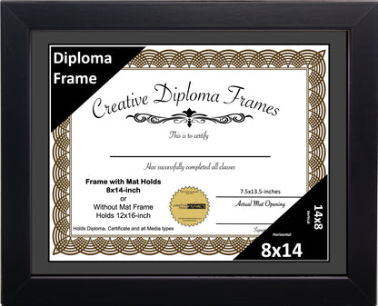 Manhattan Black Diploma Frame with Mat