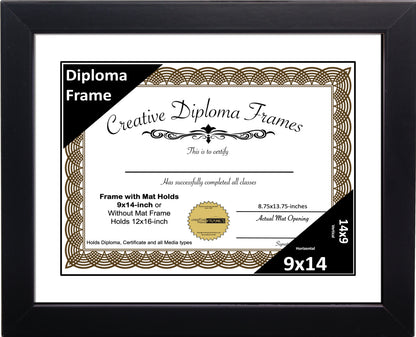 Manhattan Black Diploma Frame with Mat