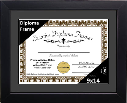 Manhattan Black Diploma Frame with Mat