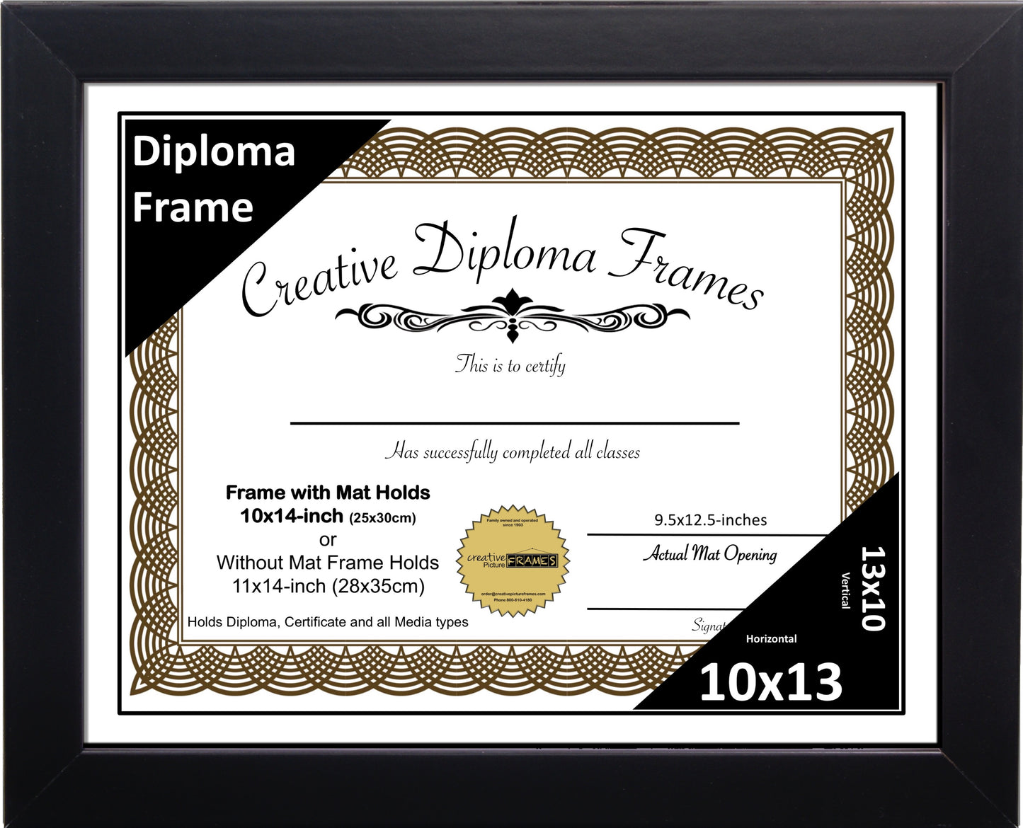 Manhattan Black Diploma Frame with Mat