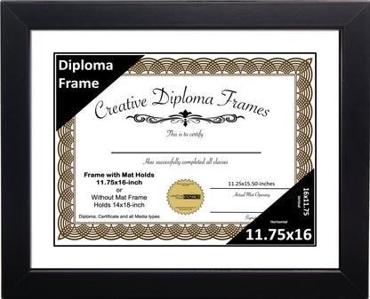 Manhattan Black Diploma Frame with Mat