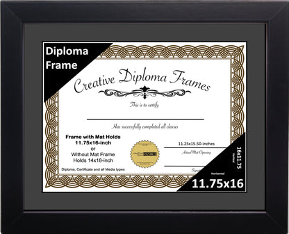 Manhattan Black Diploma Frame with Mat