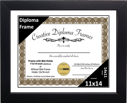 Manhattan Black Diploma Frame with Mat