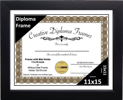 Manhattan Black Diploma Frame with Mat