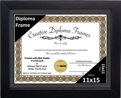 Manhattan Black Diploma Frame with Mat