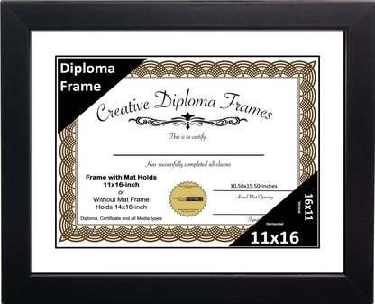 Manhattan Black Diploma Frame with Mat