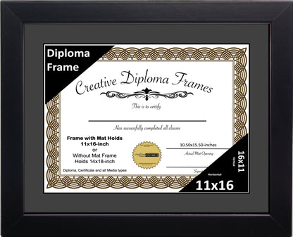 Manhattan Black Diploma Frame with Mat