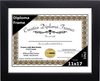 Manhattan Black Diploma Frame with Mat