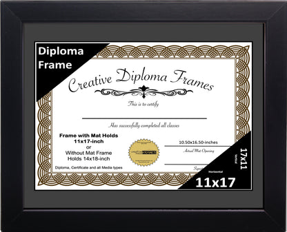 Manhattan Black Diploma Frame with Mat