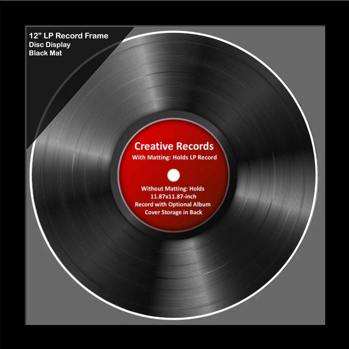 12" Record Disc Frame with Mat