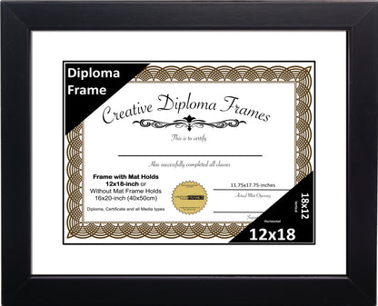 Manhattan Black Diploma Frame with Mat