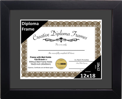 Manhattan Black Diploma Frame with Mat