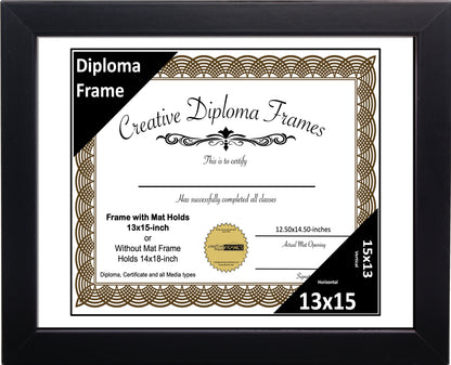 Manhattan Black Diploma Frame with Mat