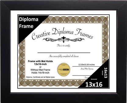 Manhattan Black Diploma Frame with Mat