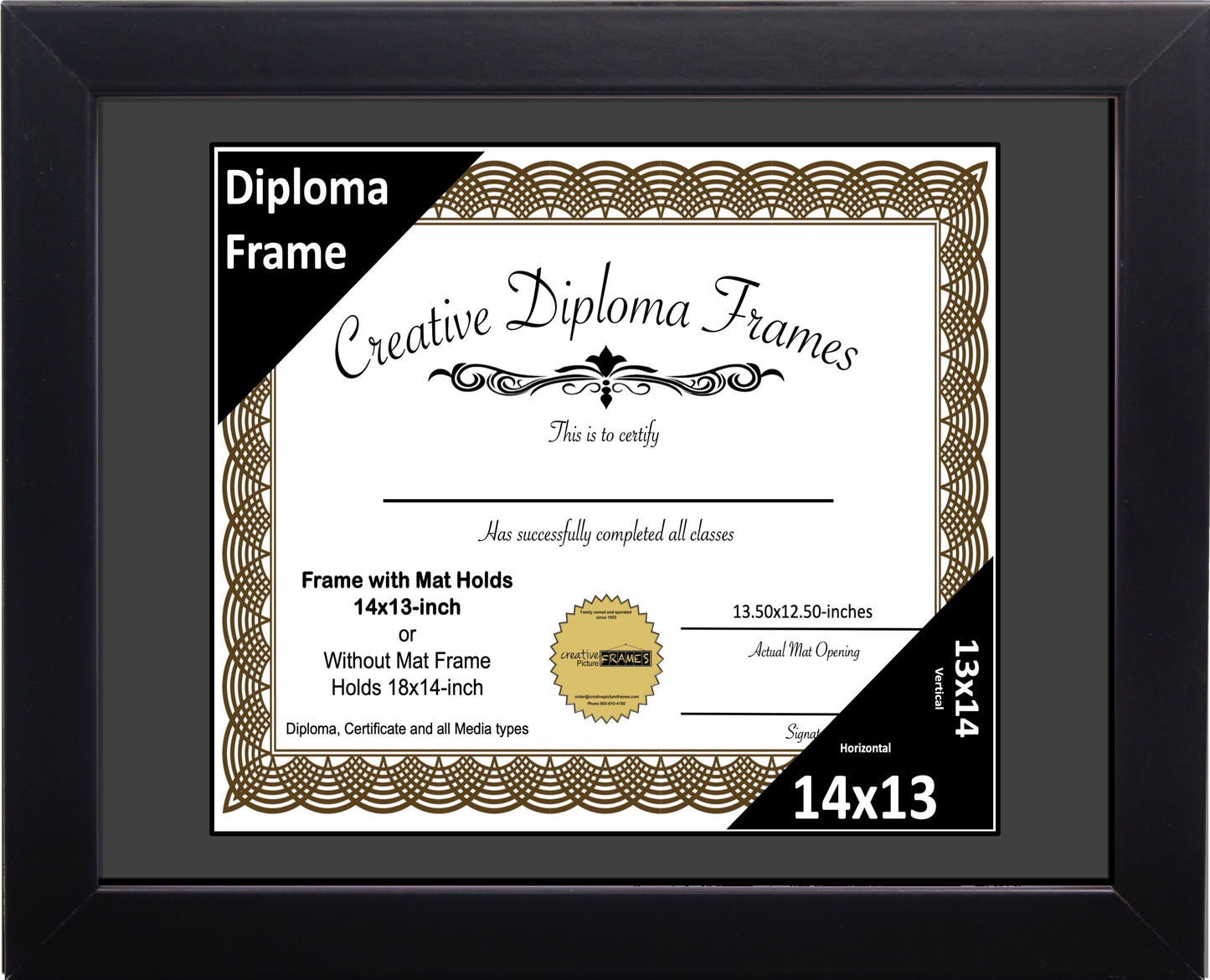 Manhattan Black Diploma Frame with Mat