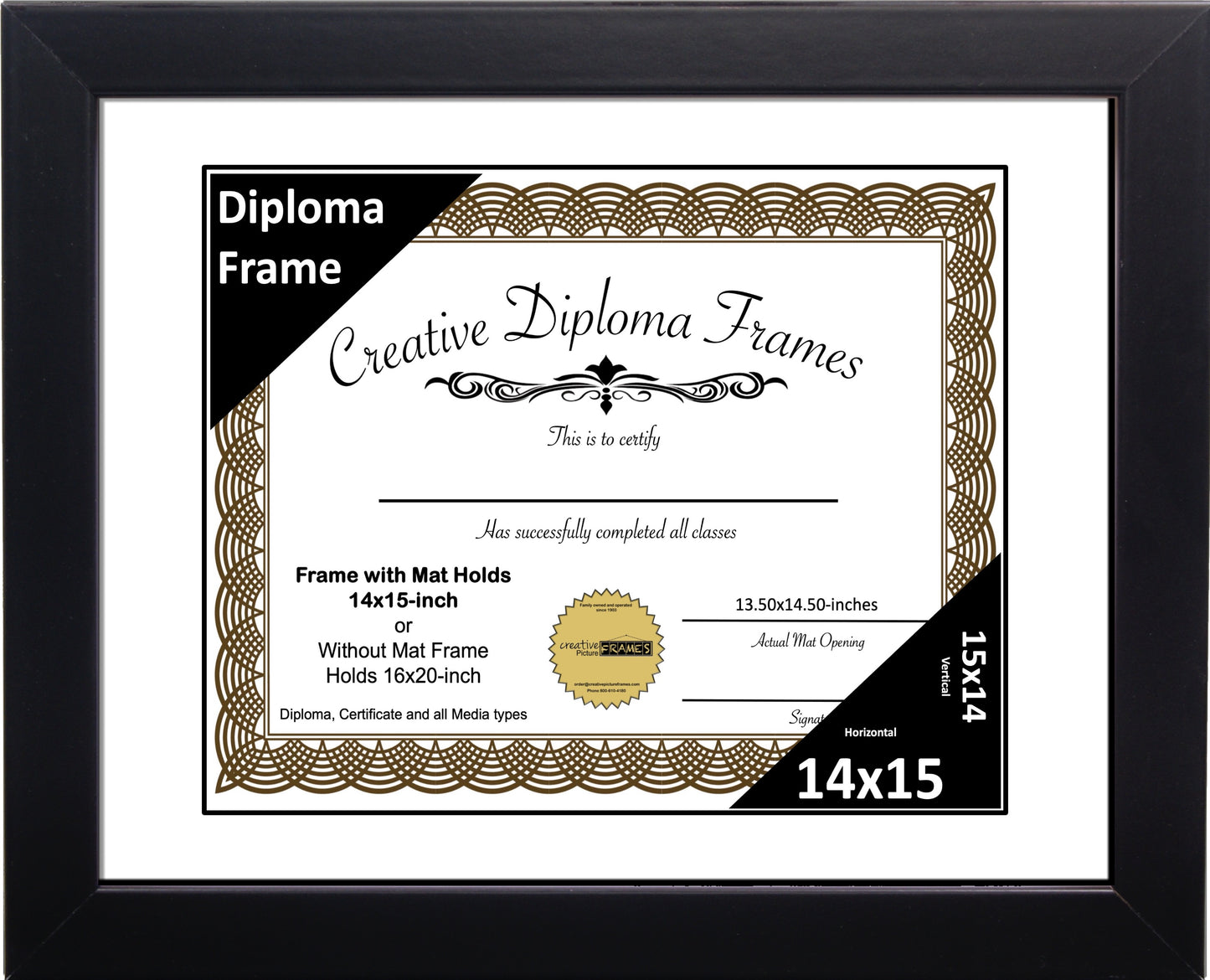 Manhattan Black Diploma Frame with Mat