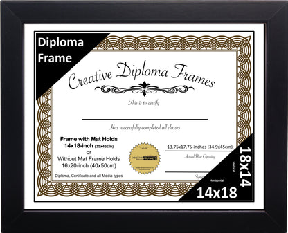 Manhattan Black Diploma Frame with Mat