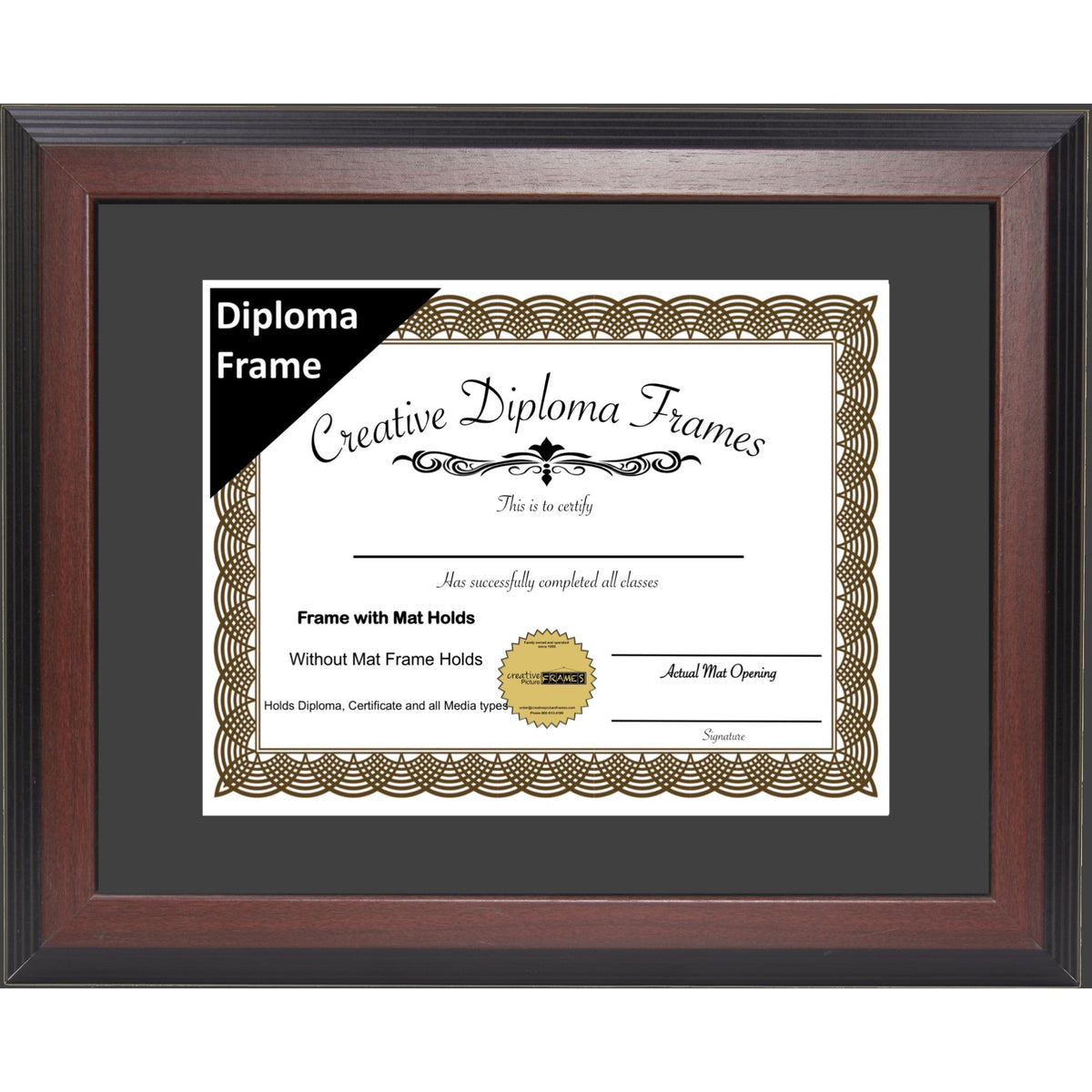 Double Diploma Frame Congress Mahogany with Mat