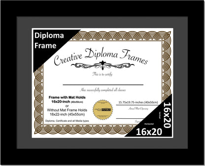 Manhattan Black Diploma Frame with Mat